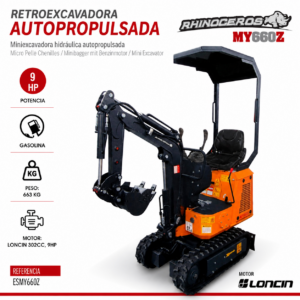Miniexcavadora Hidráulica Autopropulsada Rhinoceros 9HP