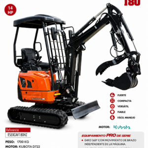 Mini Excavadora Hidráulica Autopropulsada 14HP Rhinoceros 180