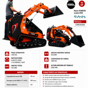 Minicargadora de Orugas 16HP Rhinoceros KS925