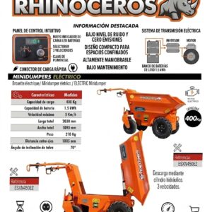 Minidumper Eléctrico Rhinoceros CAP: 400KG