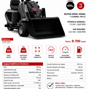 Minicargadora de Ruedas 10HP Rhinoceros HR130D
