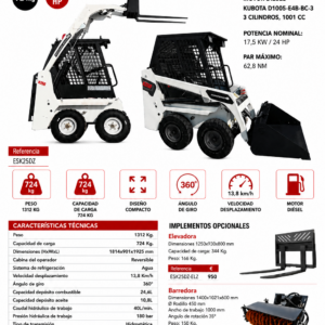 Minicargadora de Ruedas 24HP Rhinoceros K25D