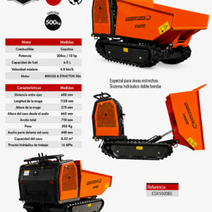Minidumper De Orugas Motor 10HP Rhinoceros XN500
