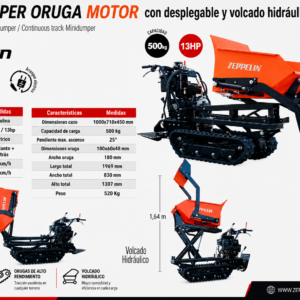 Minidumper Zeppelin Oruga Con Desplegable y Volcado Hidráulico